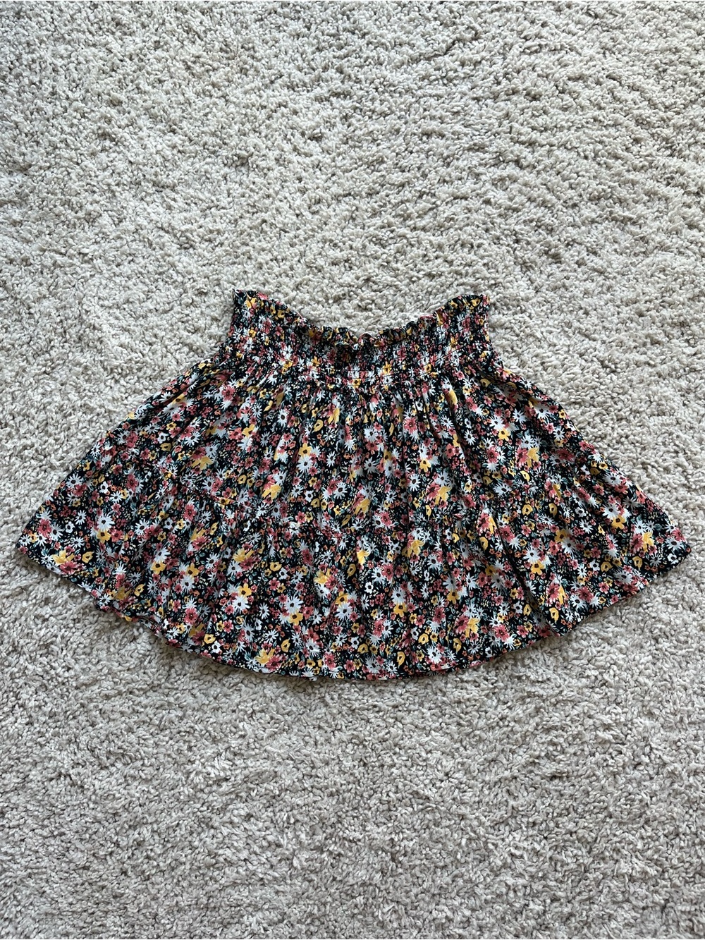 Wild Fable Black Floral Smocked Waist Skirt